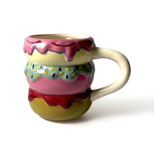 Stacked Donut Ceramic Mug – Hand-Painted, Whimsical Drinkware